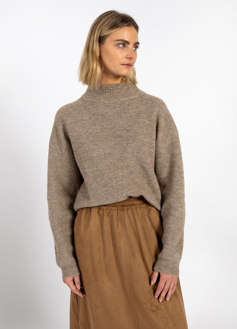 CC Heart CC HEART EMMA HALS RAGGLAN STICKAD Knitwear Golden brown melange - 793