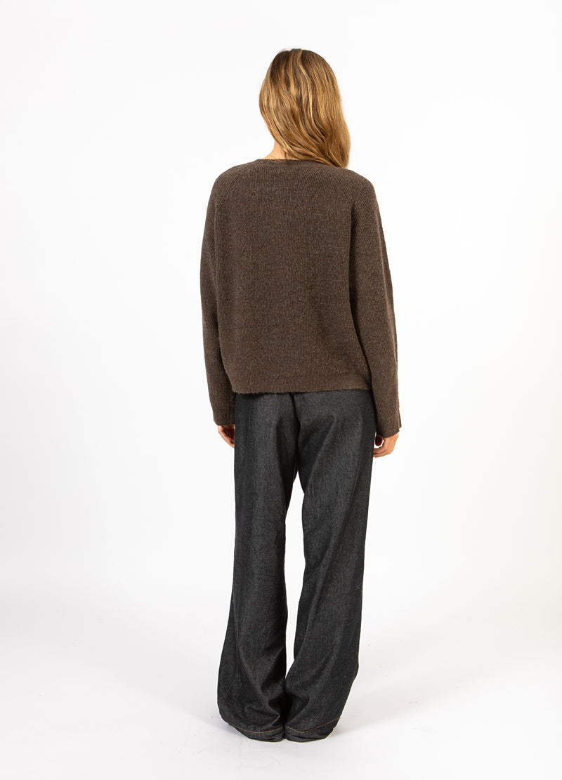 CC Heart CC HEART EMMA O-NECK STICKAD KARDIGAN Knitwear Chocolate melange - 388
