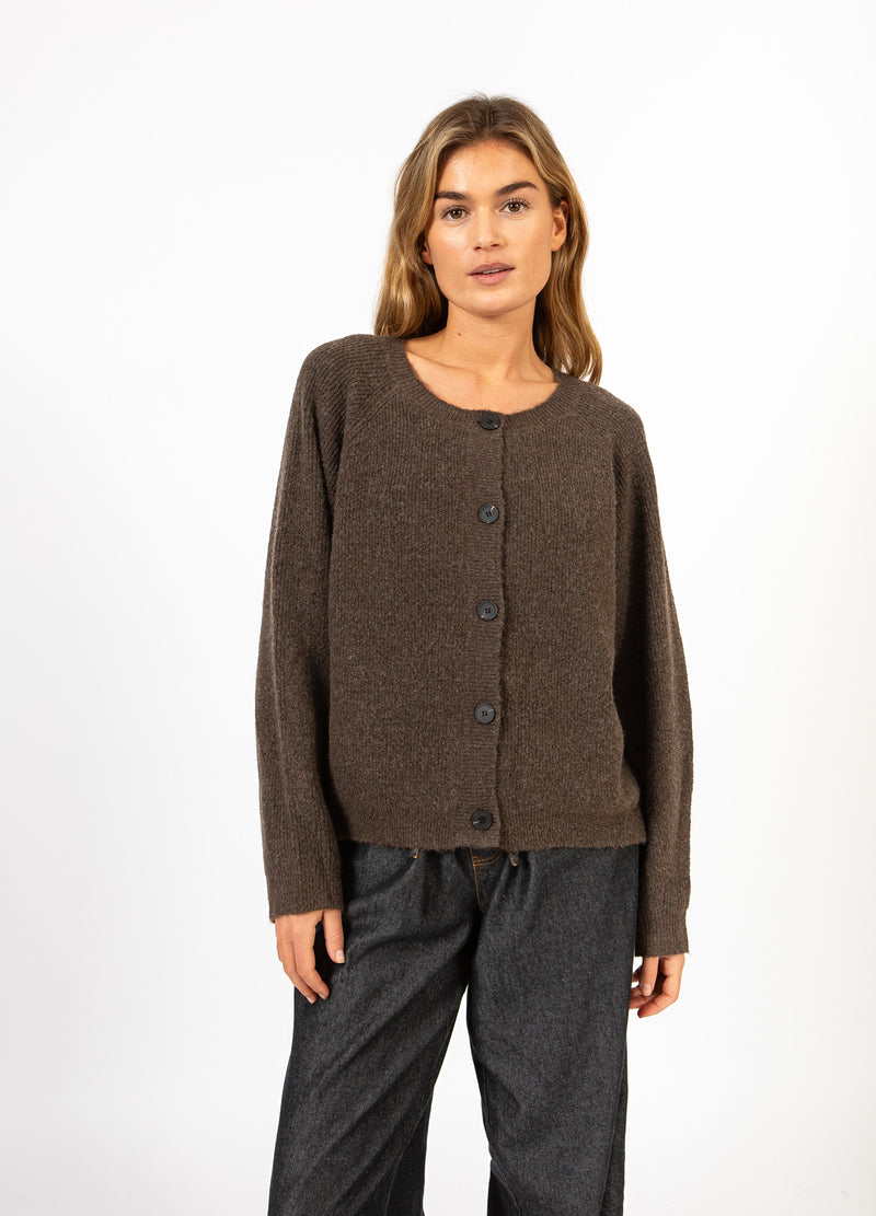 CC Heart CC HEART EMMA O-NECK STICKAD KARDIGAN Knitwear Chocolate melange - 388