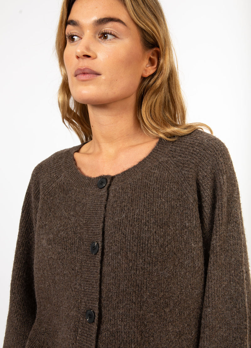 CC Heart CC HEART EMMA O-NECK STICKAD KARDIGAN Knitwear Chocolate melange - 388