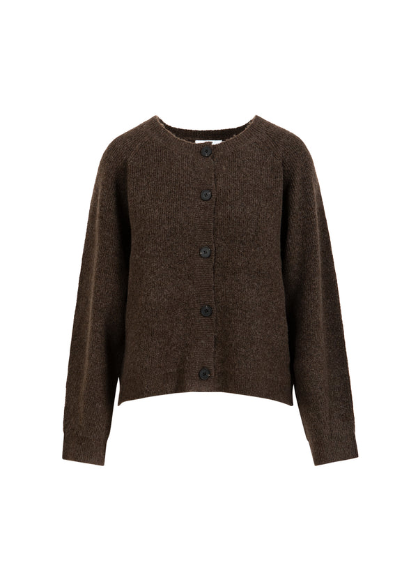CC Heart CC HEART EMMA O-NECK STICKAD KARDIGAN Knitwear Chocolate melange - 388