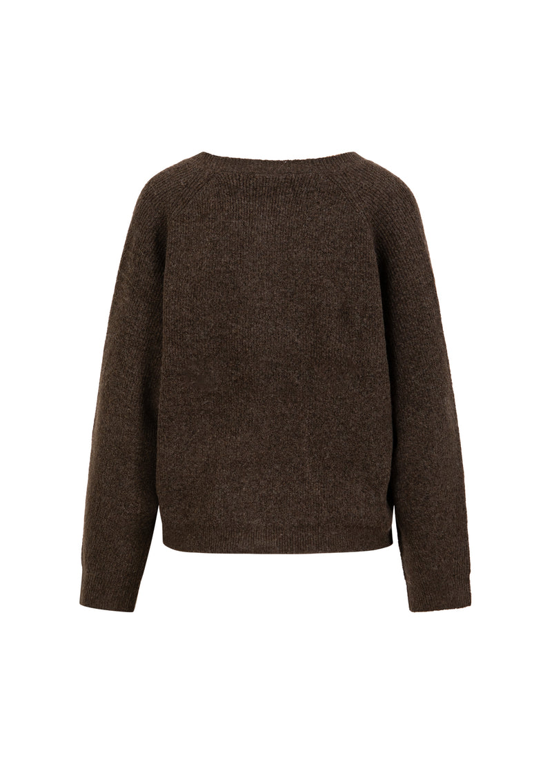 CC Heart CC HEART EMMA O-NECK STICKAD KARDIGAN Knitwear Chocolate melange - 388