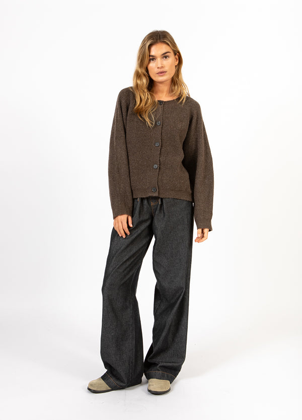 CC Heart CC HEART EMMA O-NECK STICKAD KARDIGAN Knitwear Chocolate melange - 388