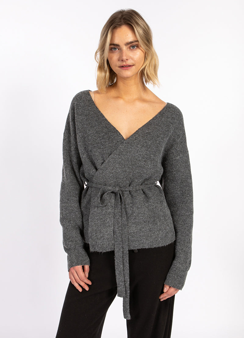 CC Heart CC HEART EMMA WRAP STICKAD KARDIGAN Knitwear Dark grey melange - 172