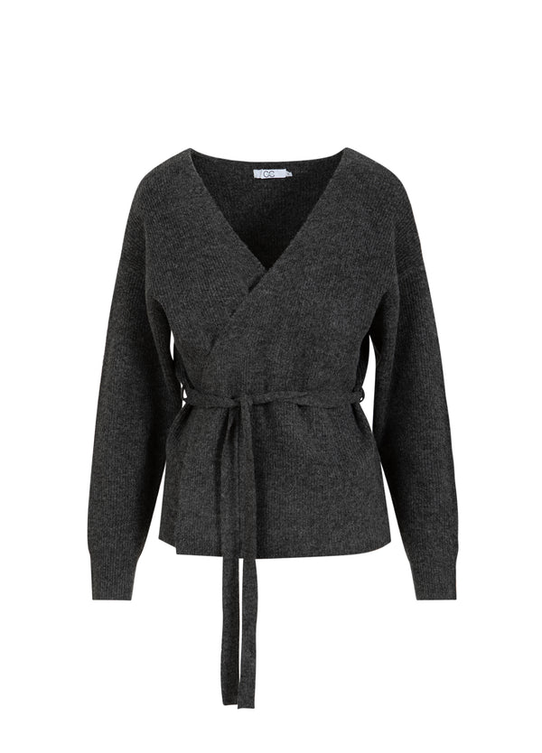 CC Heart CC HEART EMMA WRAP STICKAD KARDIGAN Knitwear Dark grey melange - 172