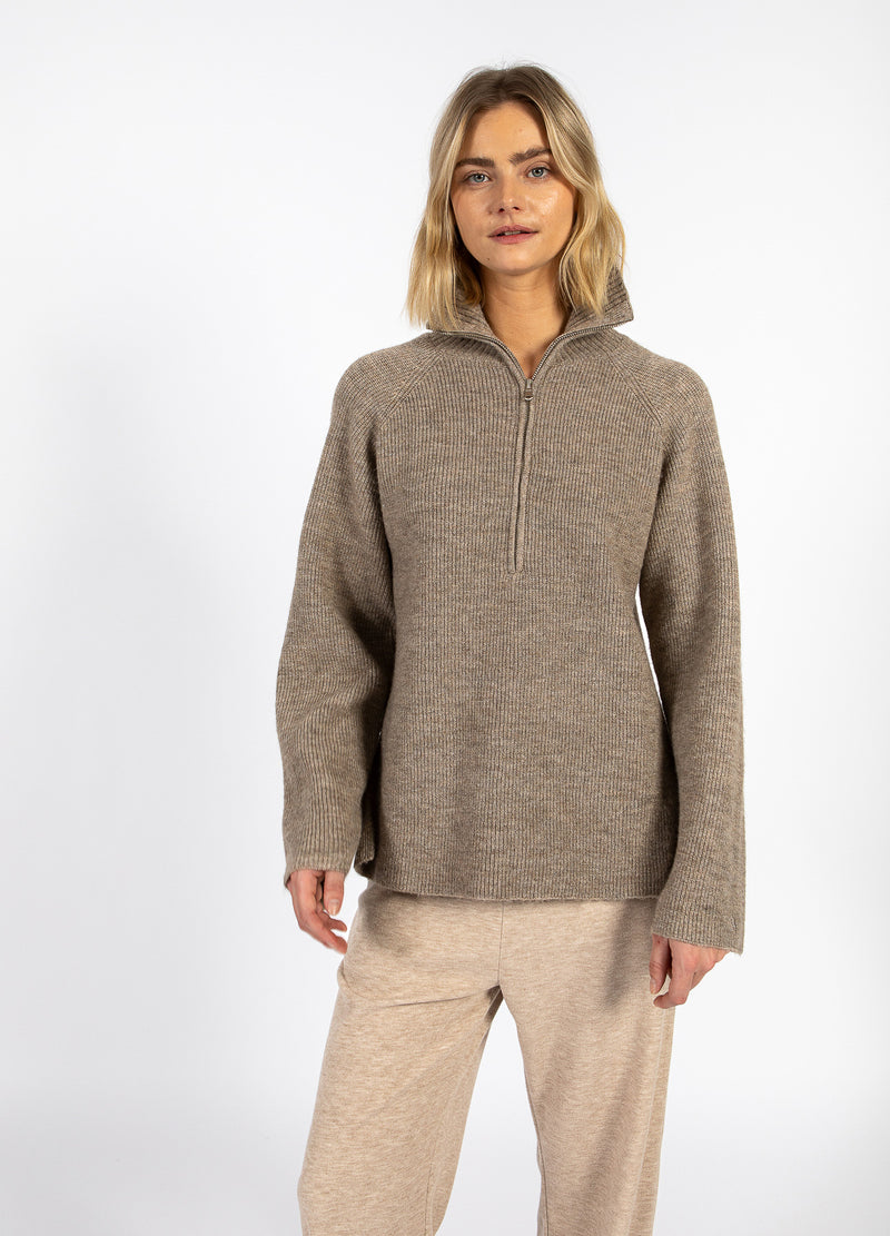 CC Heart CC HEART EMMA ZIP KNITTRÖJA Knitwear Golden brown melange - 793