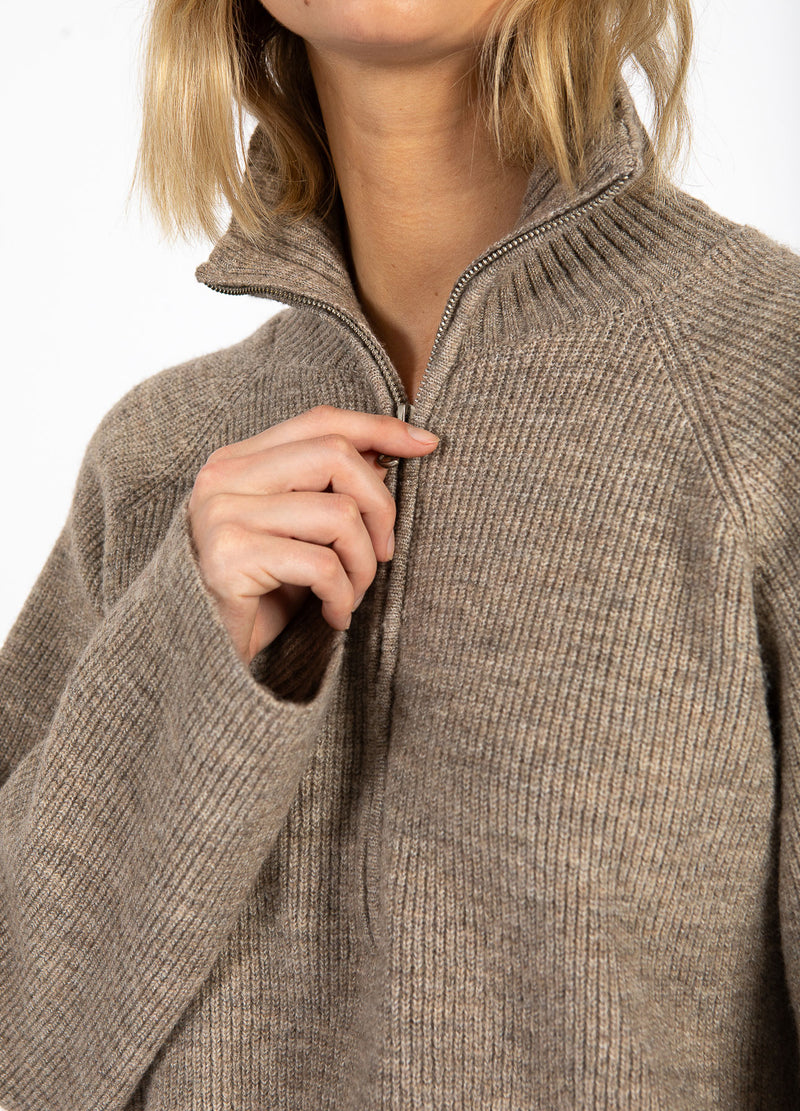 CC Heart CC HEART EMMA ZIP KNITTRÖJA Knitwear Golden brown melange - 793