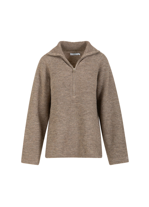 CC Heart CC HEART EMMA ZIP KNITTRÖJA Knitwear Golden brown melange - 793