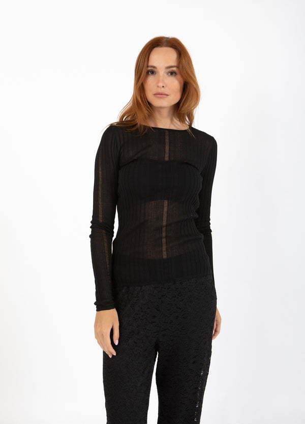 CC Heart CC HEART GRACE FINSTICKAD BLOUS Knitwear Black - 100