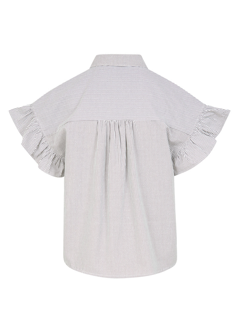 CC Heart CC HEART GWEN VOLANG KORTÄRMAD SKJORTA Shirt/Blouse Black stripe - 107