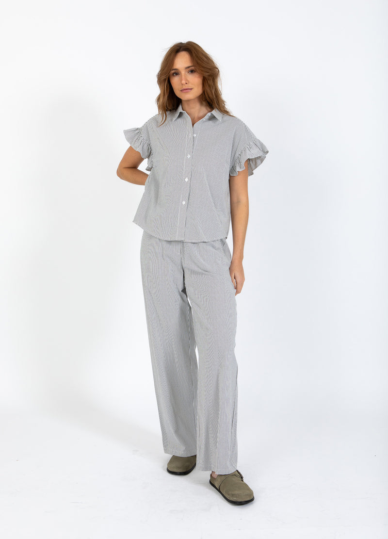 CC Heart CC HEART GWEN VOLANG KORTÄRMAD SKJORTA Shirt/Blouse Black stripe - 107