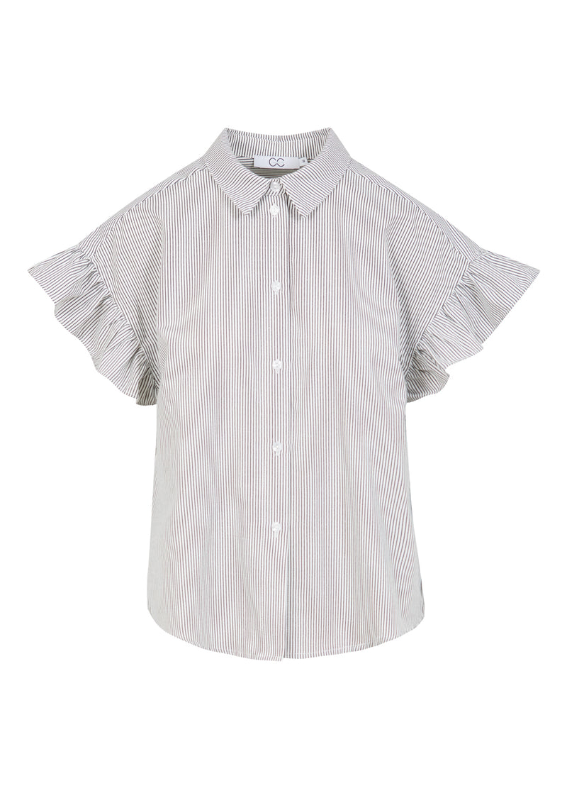 CC Heart CC HEART GWEN VOLANG KORTÄRMAD SKJORTA Shirt/Blouse Black stripe - 107