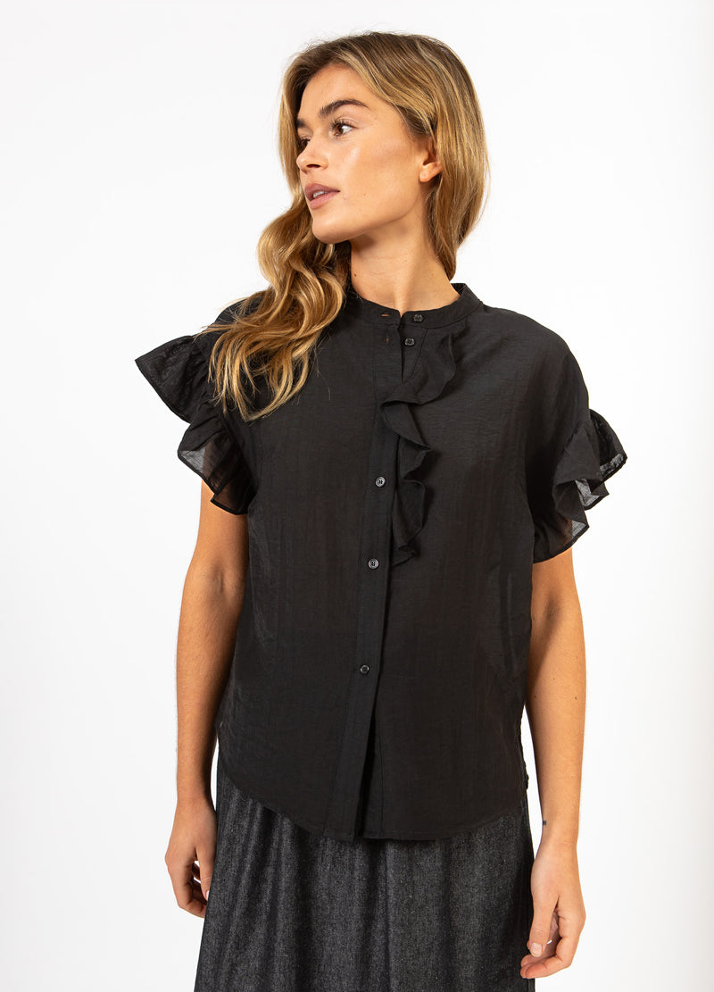 CC Heart CC HEART HAZEL VOLANGSKJORTA BLOUS Shirt/Blouse Black - 100