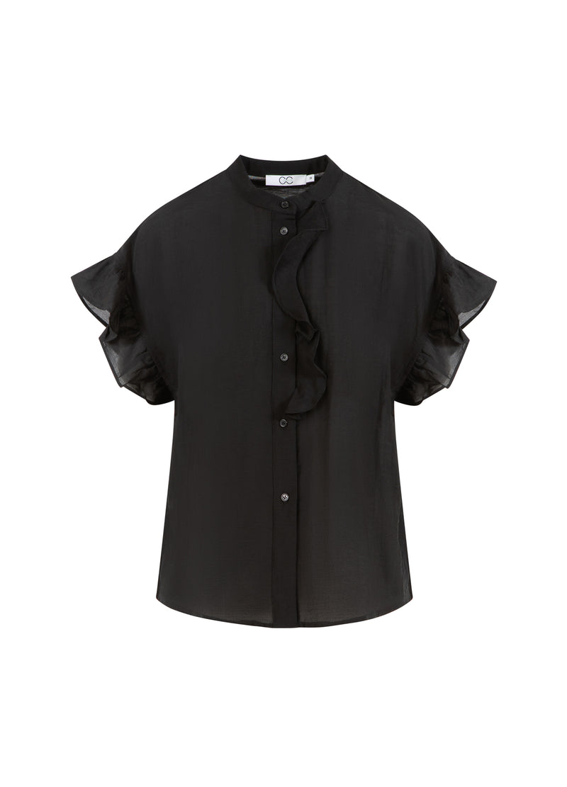 CC Heart CC HEART HAZEL VOLANGSKJORTA BLOUS Shirt/Blouse Black - 100