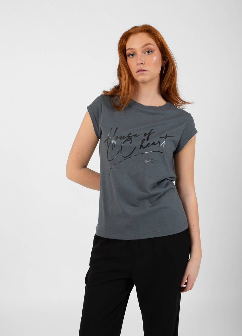 CC Heart CC HEART HOUSE T-SHIRT - KORT ÄRME T-Shirt Dark Stone Grey - 149