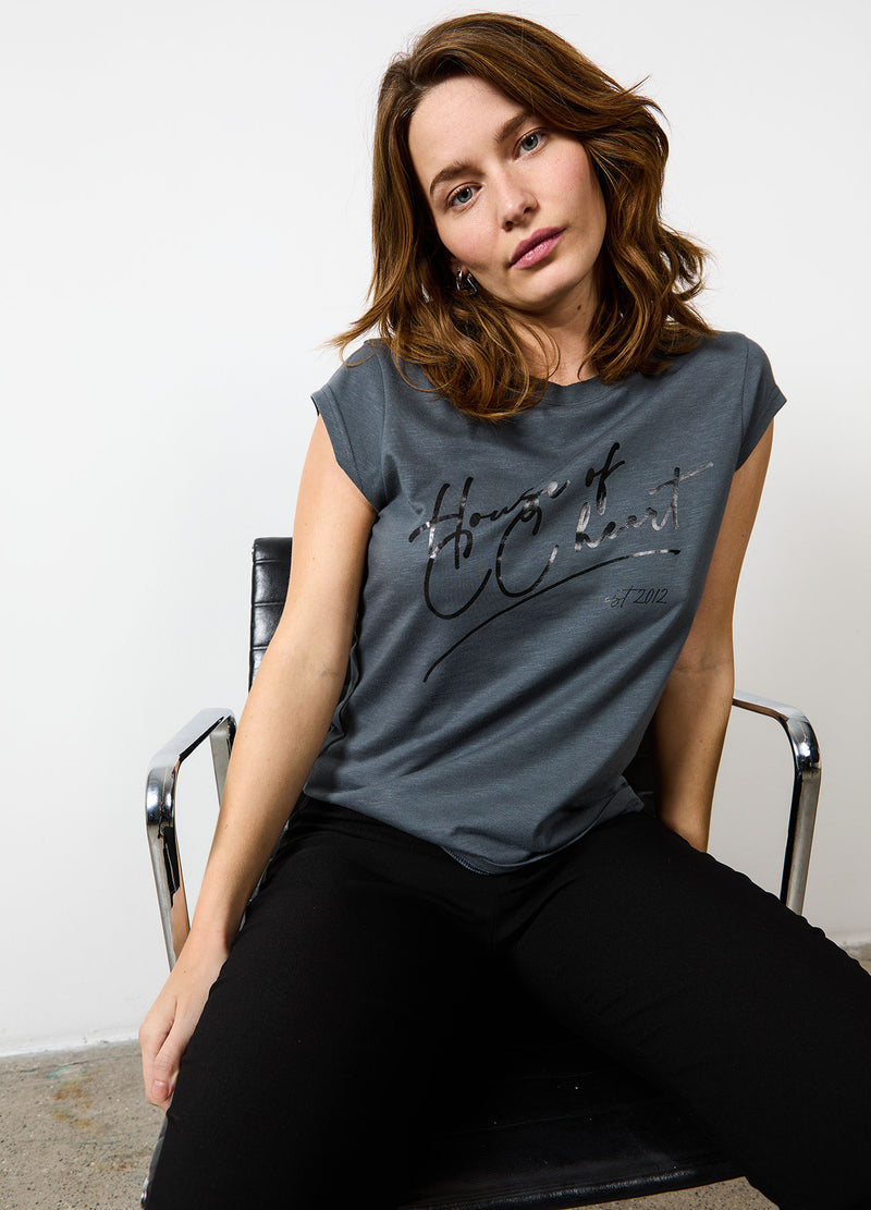 CC Heart CC HEART HOUSE T-SHIRT - KORT ÄRME T-Shirt Dark Stone Grey - 149