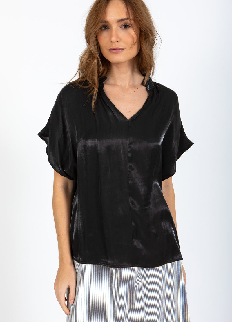 CC Heart CC HEART JOLIE METALLISK TOPP MED RYNKOR Shirt/Blouse Black - 100