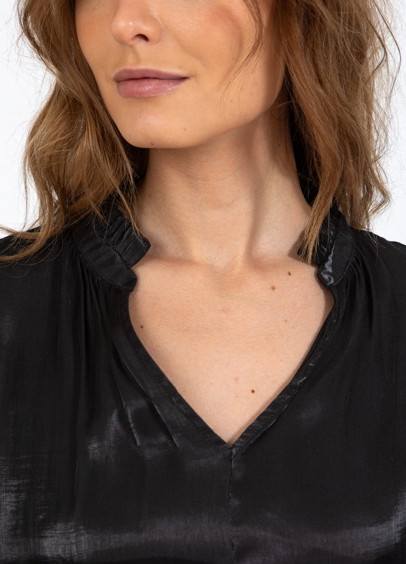 CC Heart CC HEART JOLIE METALLISK TOPP MED RYNKOR Shirt/Blouse Black - 100