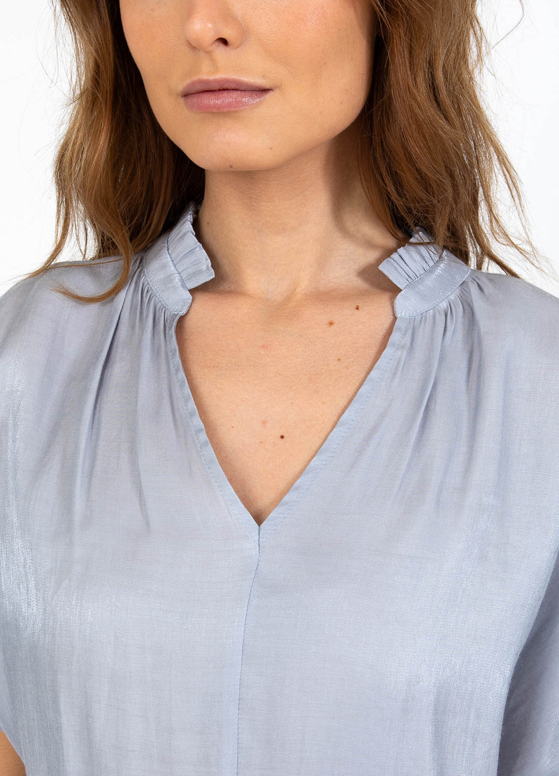 CC Heart CC HEART JOLIE METALLISK TOPP MED RYNKOR Shirt/Blouse Grey blue - 125