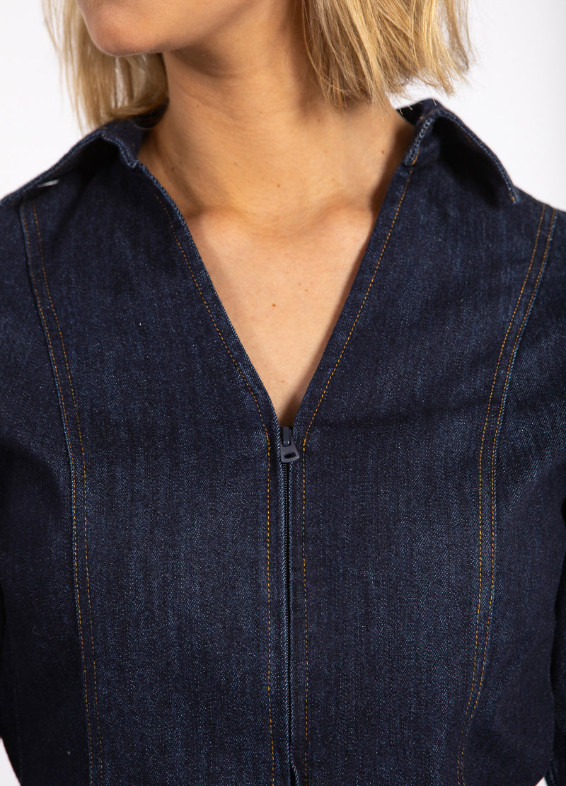 CC Heart CC HEART KALANI DENIM ZIP-SKJORTA Shirt/Blouse Dark denim blue - 587