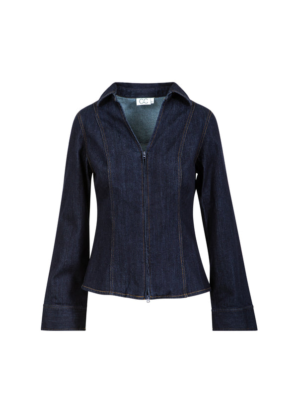 CC Heart CC HEART KALANI DENIM ZIP-SKJORTA Shirt/Blouse Dark denim blue - 587