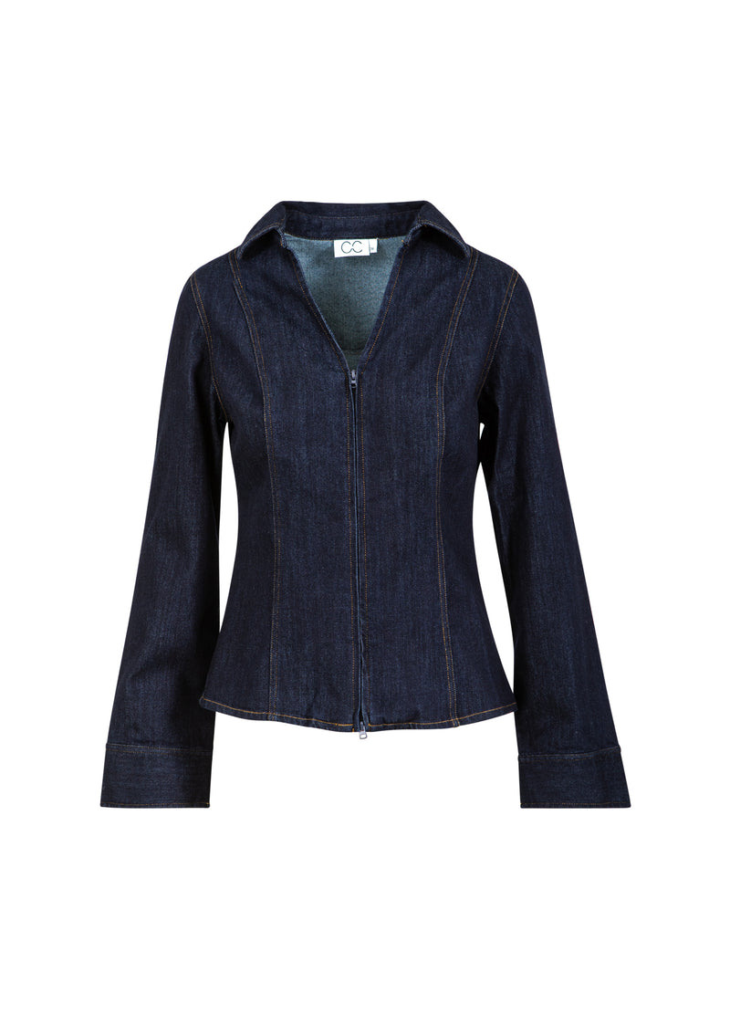 CC Heart CC HEART KALANI DENIM ZIP-SKJORTA Shirt/Blouse Dark denim blue - 587