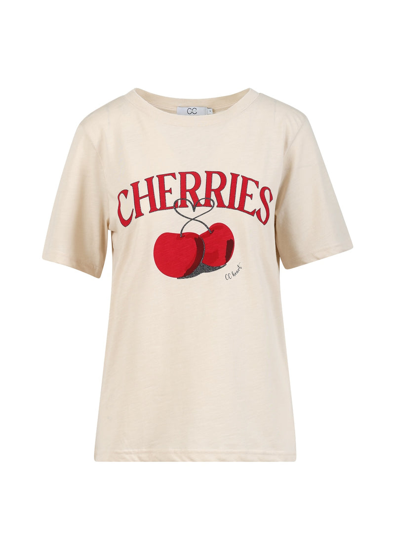 CC Heart CC HEART KÖRSBÄR T-SHIRT - MITTENÄRM T-Shirt Creme - 241
