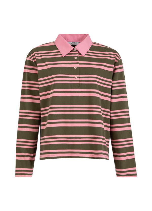 CC Heart CC HEART PIKÉTRÖJA MED LÅNGA ÄRMAR Shirt/Blouse Army/pink stripe - 461
