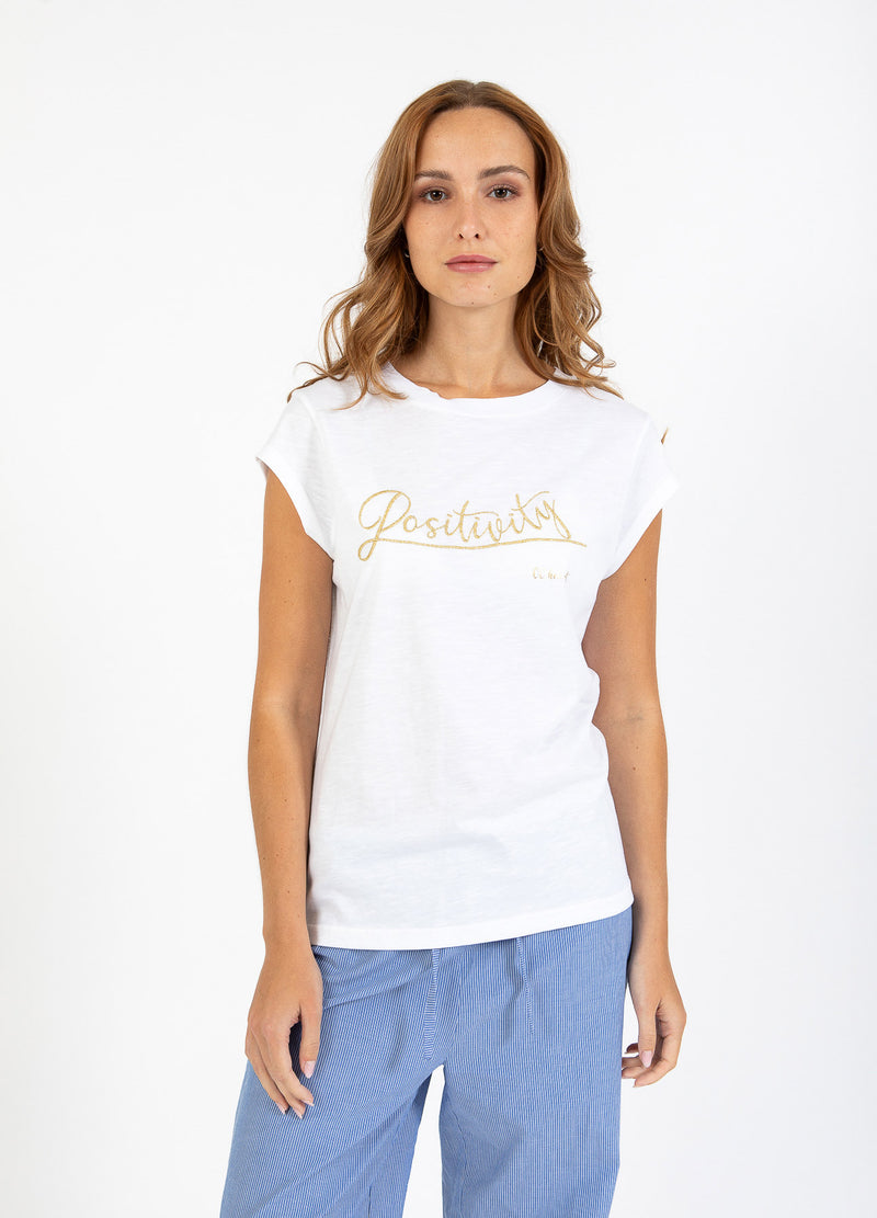 CC Heart CC HEART POSITIVITY T-SHIRT - KORT ÄRM T-Shirt White/gold - 200
