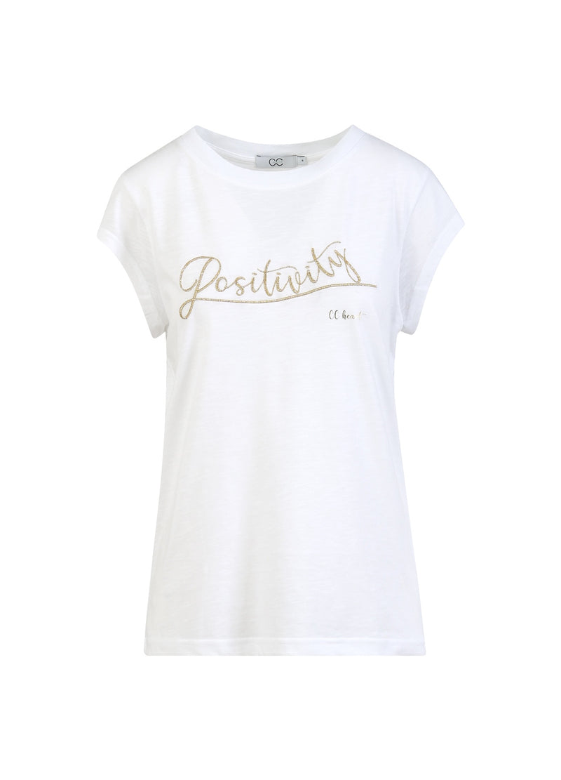 CC Heart CC HEART POSITIVITY T-SHIRT - KORT ÄRM T-Shirt White/gold - 200