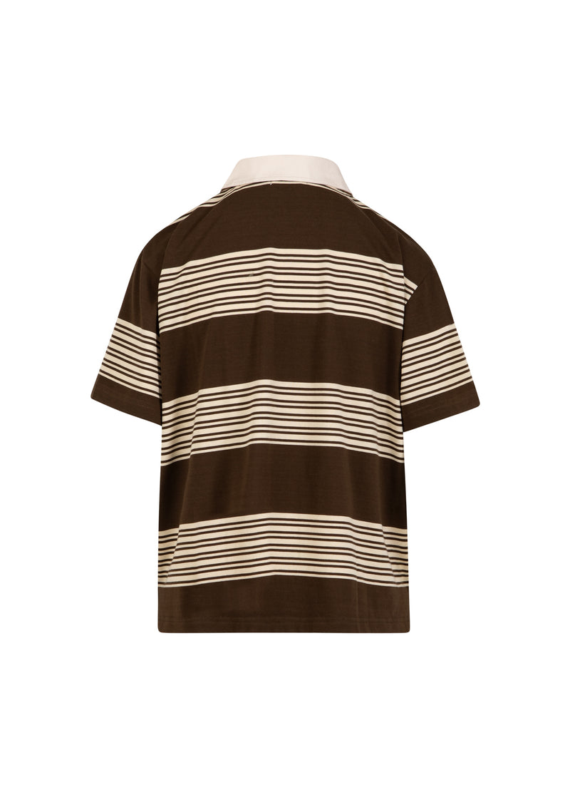 CC Heart CC HEART RUTH POLO TRÖJA KORTÄRMAD Shirt/Blouse Brown stripe - 344