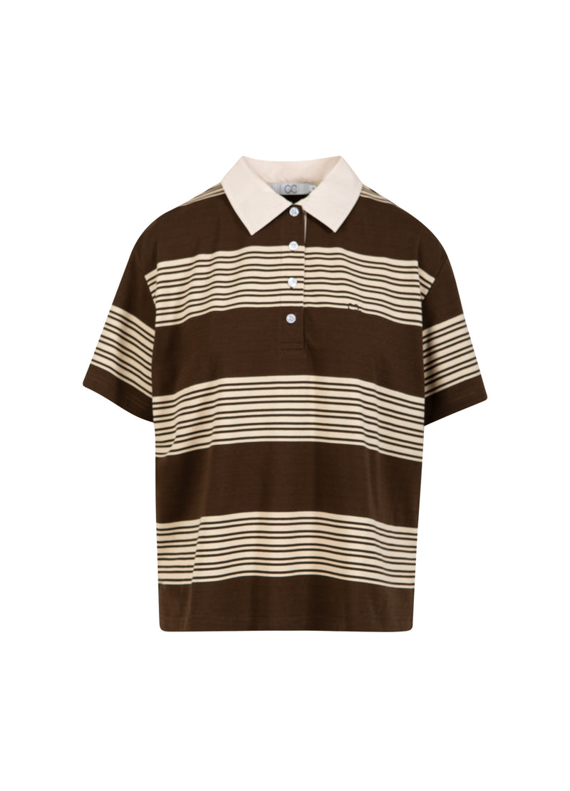CC Heart CC HEART RUTH POLO TRÖJA KORTÄRMAD Shirt/Blouse Brown stripe - 344