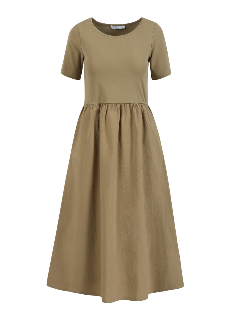CC Heart CC HEART RYLAN MIX KLÄNNING KORTÄRMAD Dress Sand olive - 406