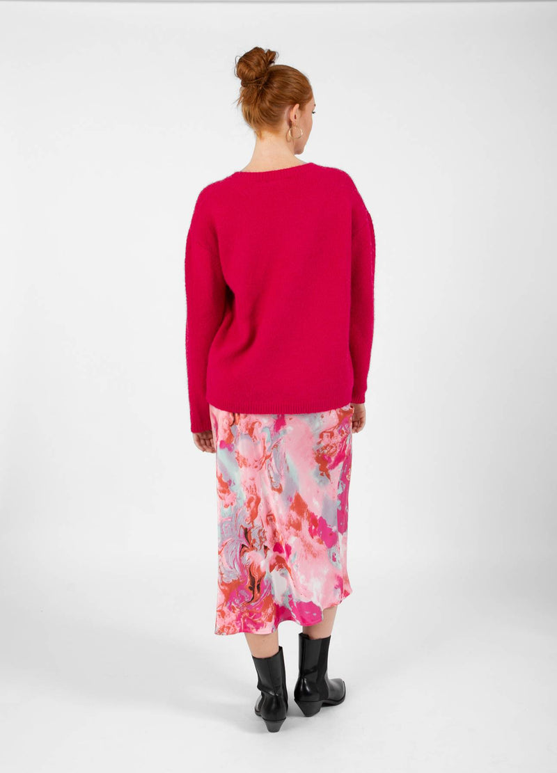 CC Heart  CC HEART SKYLER MEDELLÅNG KJOL MED TRYCK Skirt Red/pink flower - 661