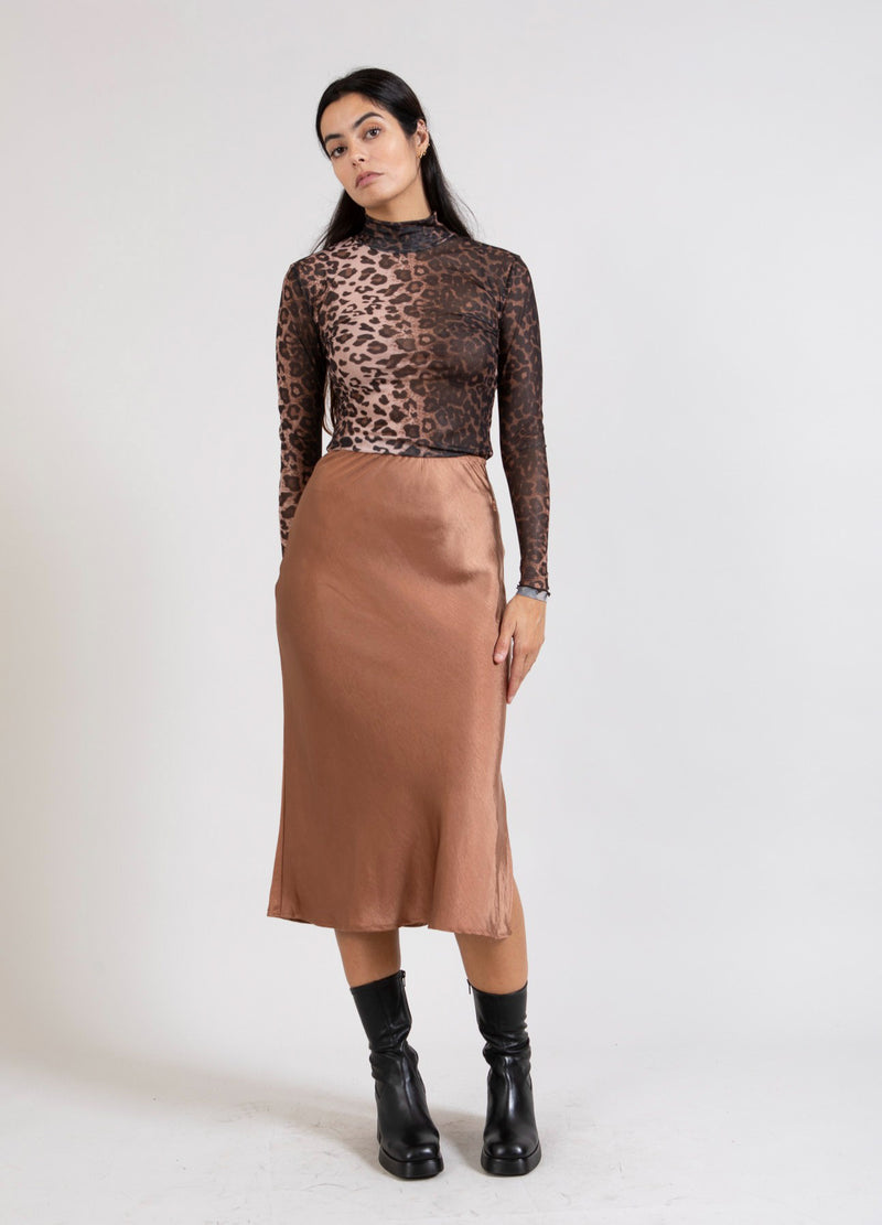 CC Heart CC HEART SKYLER MELLANLÅNG KJOL Skirt Metallic brown - 333
