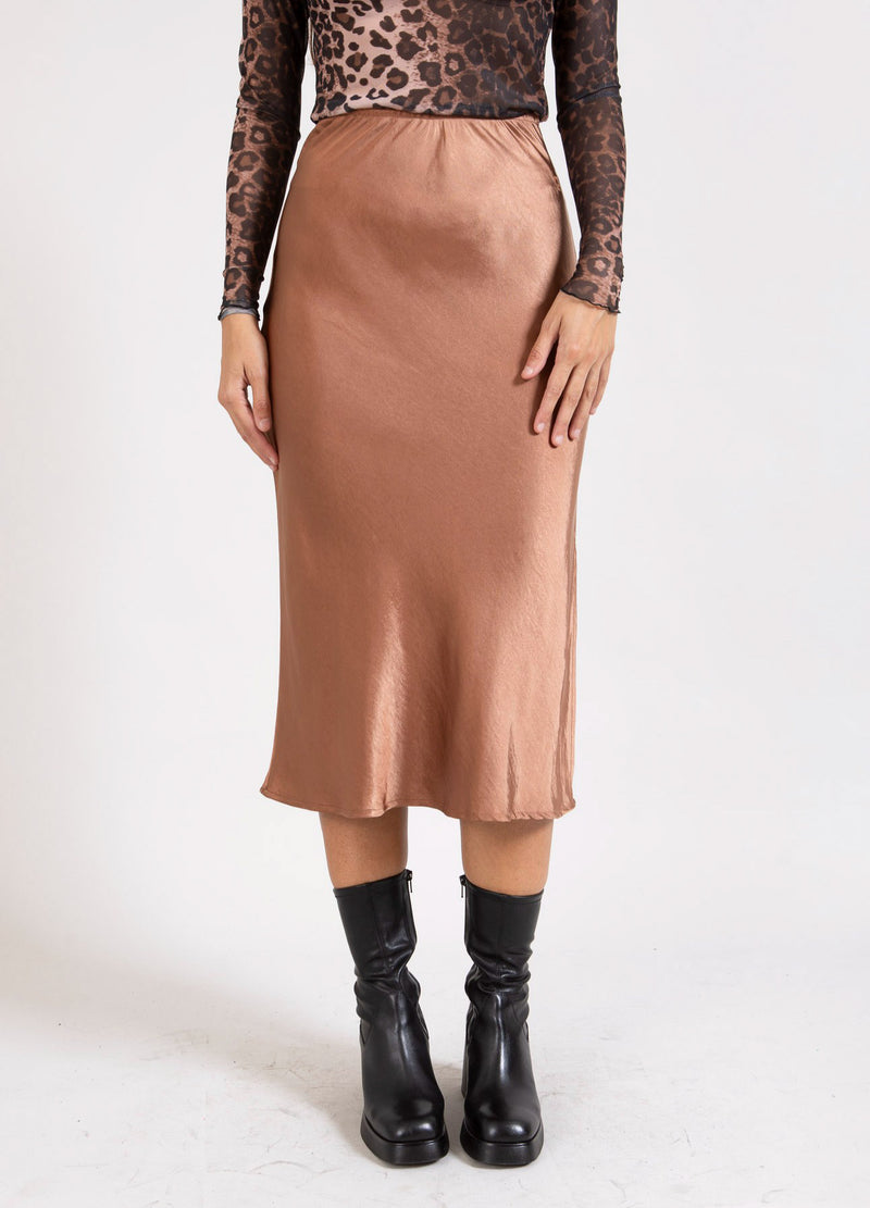 CC Heart CC HEART SKYLER MELLANLÅNG KJOL Skirt Metallic brown - 333