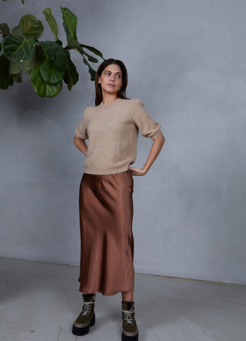 CC Heart CC HEART SKYLER MELLANLÅNG KJOL Skirt Metallic brown - 333