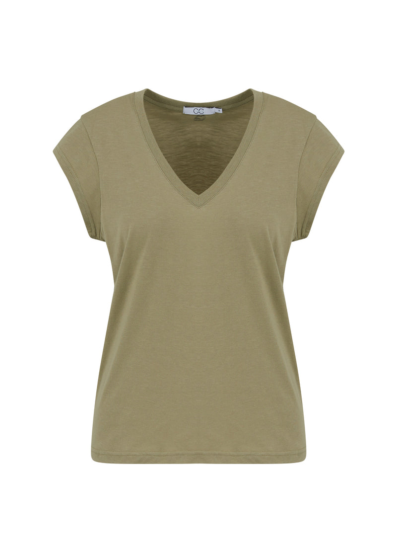 CC Heart CC HEART T-SHIRT MED V-HALT T-Shirt Dusty olive - 479