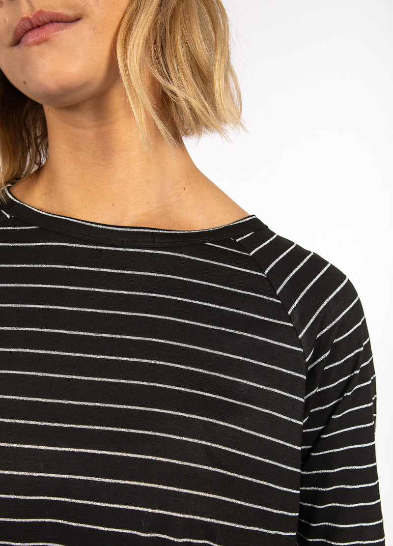 CC Heart CC HEART VALERIE RANDIG LÅNGERMAD TEE T-Shirt Black lurex stripe - 100