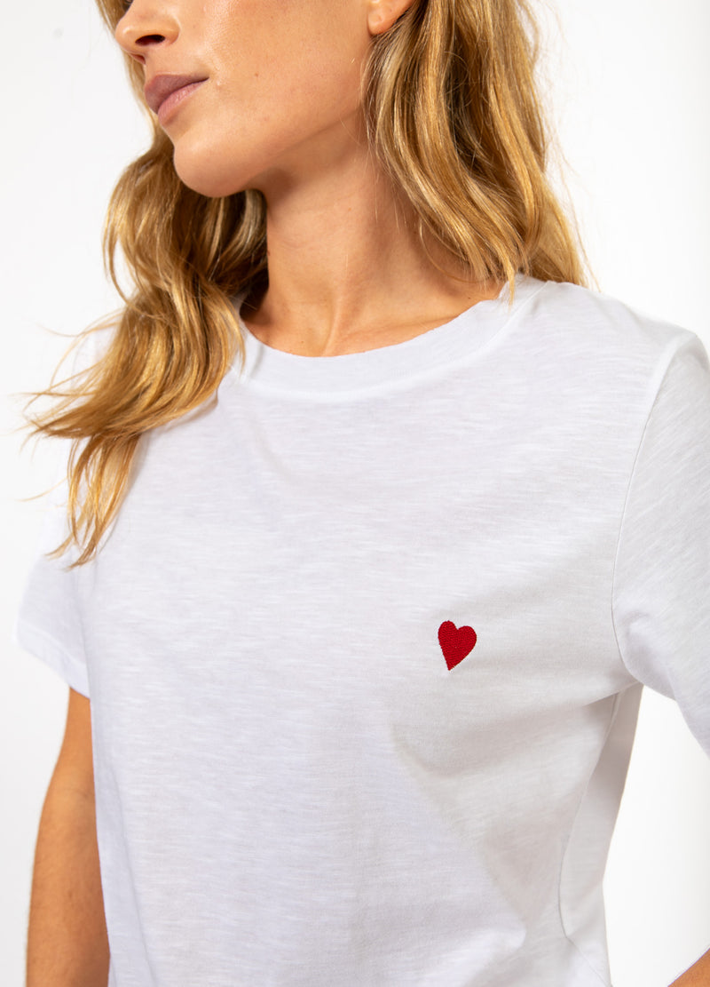 CC Heart CC HJÄRTA KYSS TEE - MELLANÄRMAR T-Shirt White - 200
