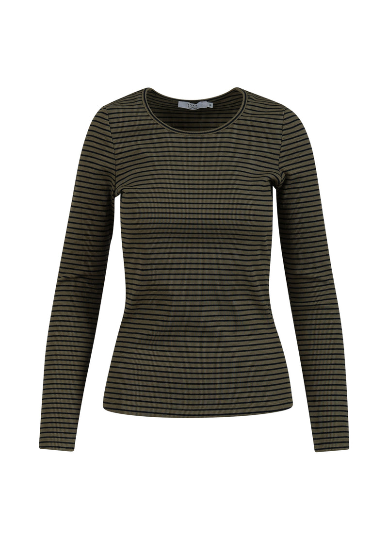 CC Heart CC HEART KAROLINE RIB TEE Shirt/Blouse Olive/navy stripe - 432