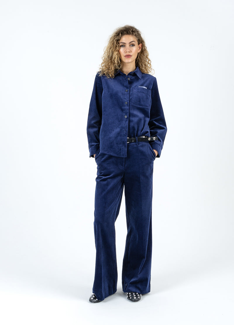 Coster Copenhagen CORDBYXOR - PETRA PASSFORM Pants Eclipse blue -555