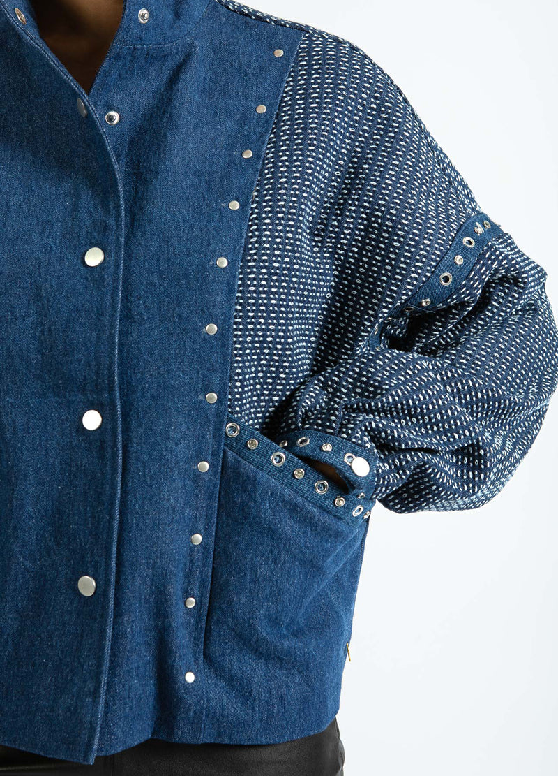 Coster Copenhagen DEKORERAD JEANSJACKA Outerwear Blue denim - 510