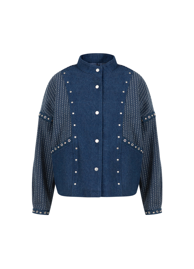 Coster Copenhagen DEKORERAD JEANSJACKA Outerwear Blue denim - 510