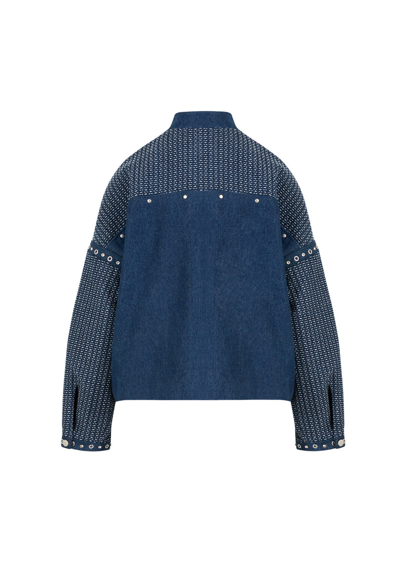 Coster Copenhagen DEKORERAD JEANSJACKA Outerwear Blue denim - 510
