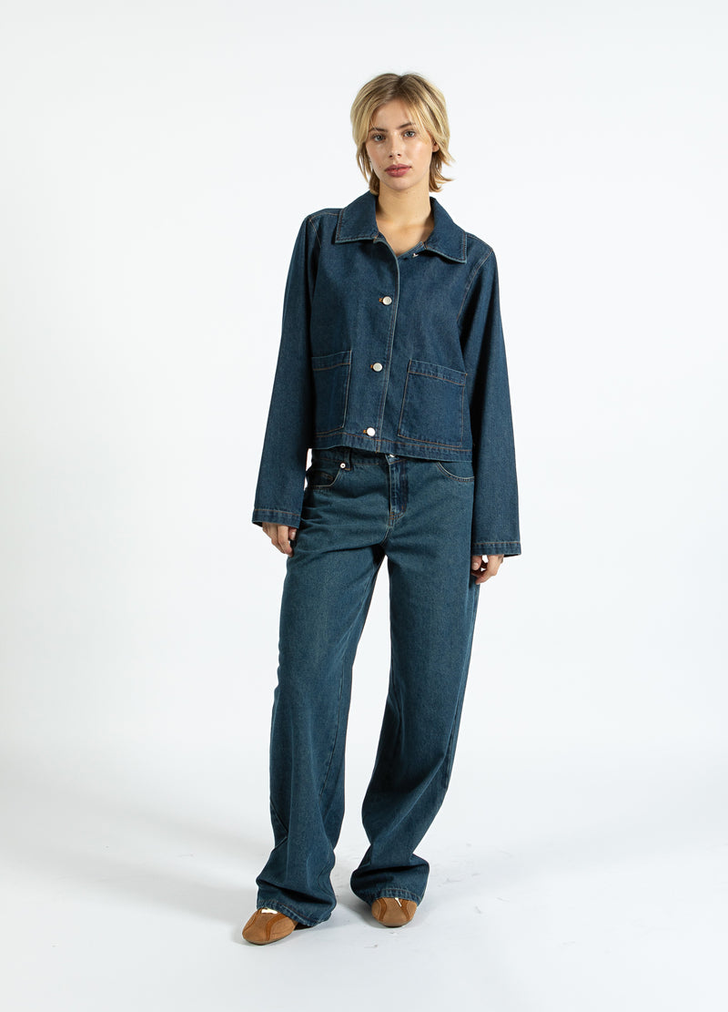 Coster Copenhagen DENIM BYXOR - PETRA PASSFORM Pants Dark Blue Denim - 571