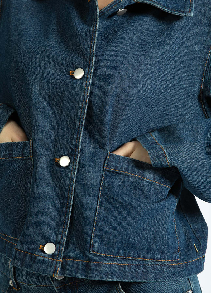 Coster Copenhagen DENIM JACKA Blazer Dark Blue Denim - 571