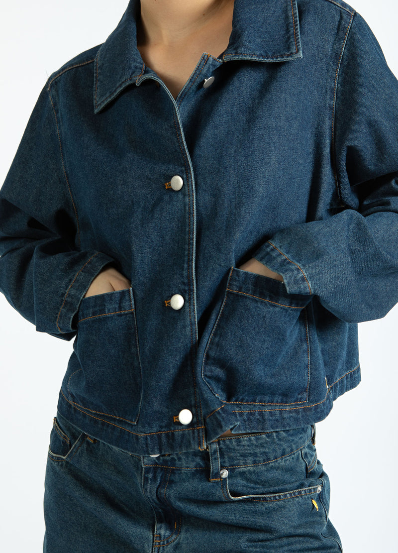 Coster Copenhagen DENIM JACKA Blazer Dark Blue Denim - 571