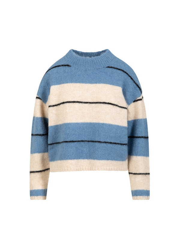 Coster Copenhagen FLUFFIG RANDIG STICKAD Knitwear Blue/creme stripe - 589