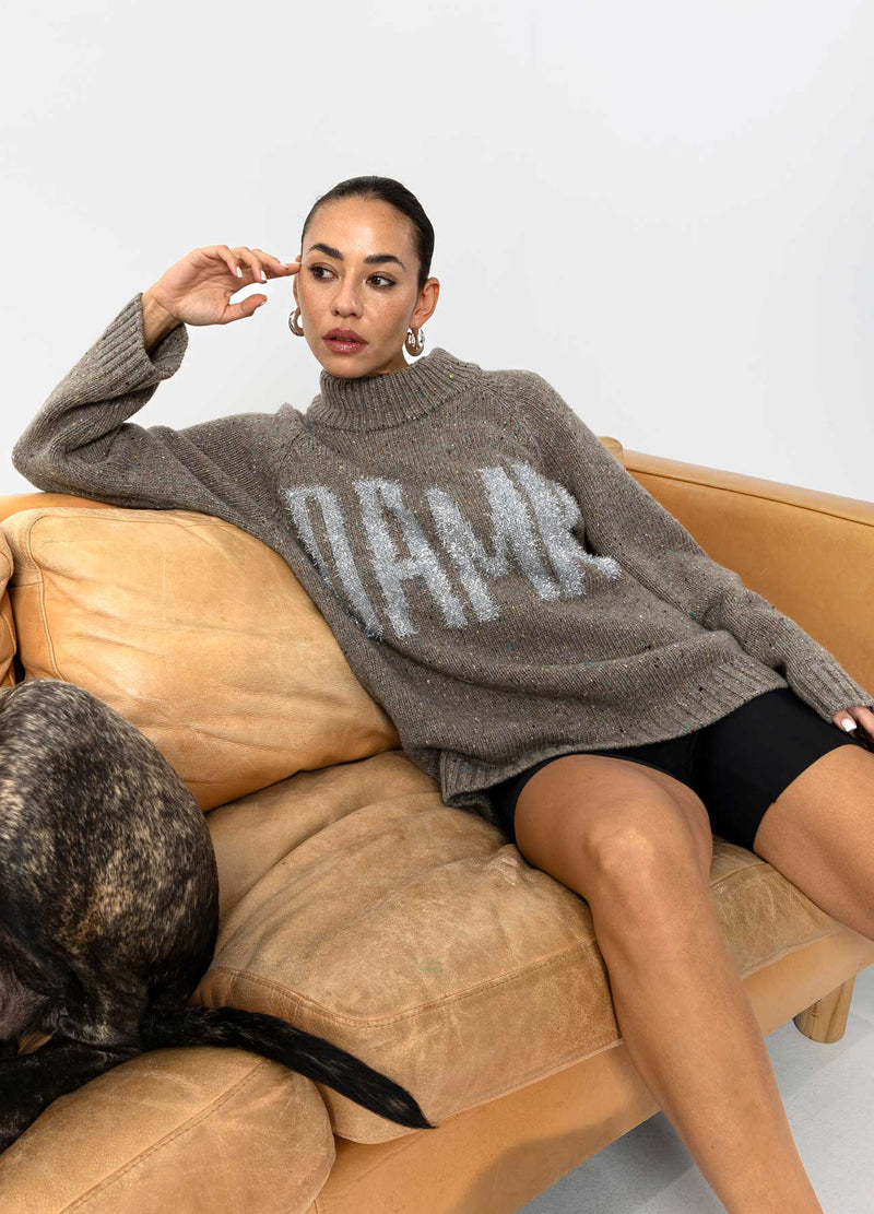 Coster Copenhagen FÖRBANNADE STICKAT Knitwear Taupe melange - 313
